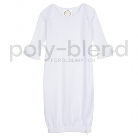 *Sublimation Blanks* Blank Girl's Long Sleeve Ruffle Infant Gown with Hidden Zipper - Poly Blend